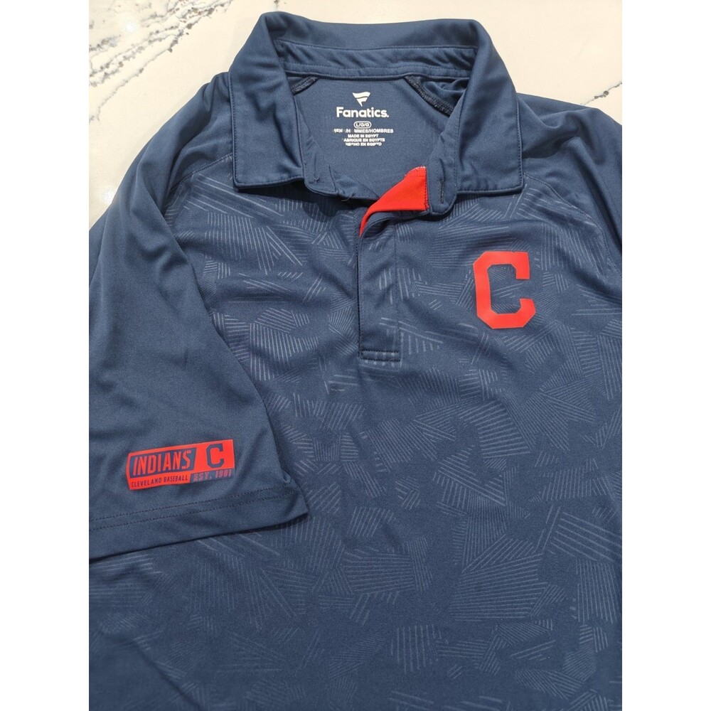 Cleveland Indians Shirt Mens Large Blue Polo Performance Geometric Guardians